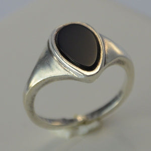 Vintage Damenring Onyx / 835 Silber 51 16,2 mm Ø