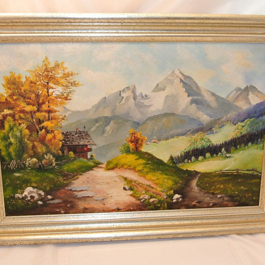 Ölgemälde auf Holz / Hieronymus 1953 : „Berglandschaft“