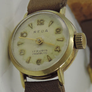 VINTAGE REDA 585 14 KARAT GELBGOLD DAMENUHR 17 RUBIS