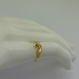 Vintage Damenring mit Brillant / 375er 9 Karat Gelbgold - 54 17,2 mm Ø *