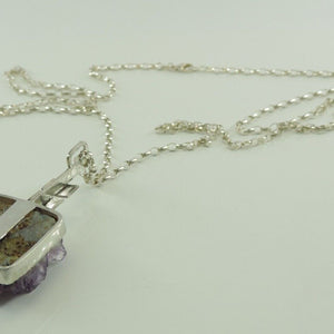 Vintage 925er Silber Damen Halskette & Anhänger mit Amethyst 835er Silber