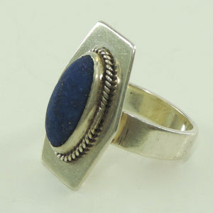 Vintage Damenring Silber 900er mit Lapislazuli 49 15,6 mm Ø