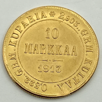 Finnland Gold 10 Kronen 1913 S