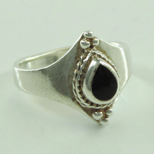 Vintage Damenring 925er Silber mit Onyx 56 17,8 mm Ø