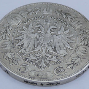 Silber Münze Österreich 5 Kronen Kaiser Franz Josef 1900