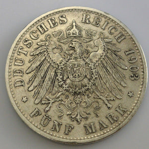 5 MARK OTTO KÖNIG 1903 D VON BAYERN MÜNZE SILBER .