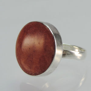 Ring mit Koralle, 925er Silber - Grösse 57 18,1 mm Ø