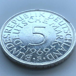 5 Deutsche Mark Silberadler 1969 F