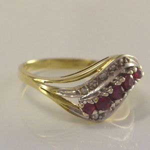 Vintage Damen-Ring mit 0.20 ct. Diamanten & Rubine 585er 14K Gold 55 17,5 mm Ø*