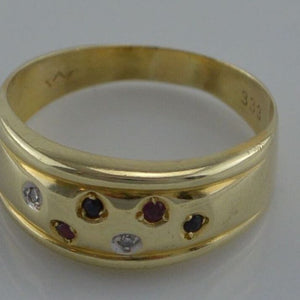 Ring m Diamantan & div. Edelsteine / 333er - 8 Karat Gold / Gr 55 17,5 mm Ø *