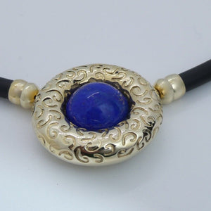 Kautschukkette mit Anhänger aus 585er 14Karat Gold mit Lapis Lazuli 45cm