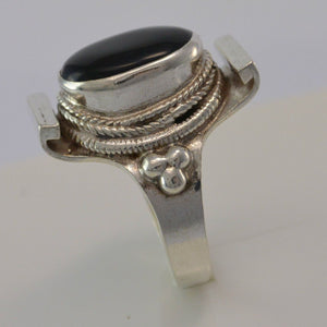 Vintage Damenring Onyx / 925 Silber 62 19,7 mm Ø