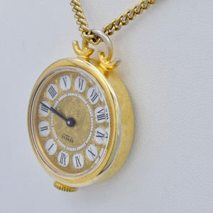 GENEVE 17 Jewels Halsketten Uhr - Anhänger / Handaufzug / vergoldet