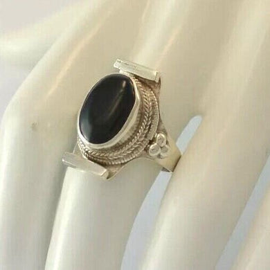 Vintage Damenring Onyx / 925 Silber 62 19,7 mm Ø