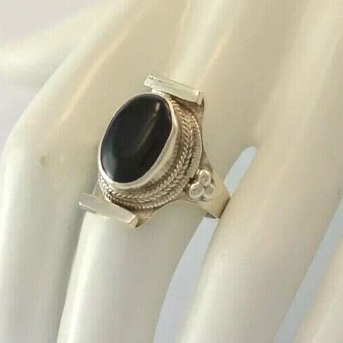 Vintage Damenring Onyx / 925 Silber 62 19,7 mm Ø