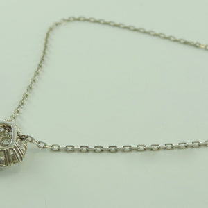 Vintage 925er Silber Damen Halskette & Anhänger mit Zirkonia 925er Silber