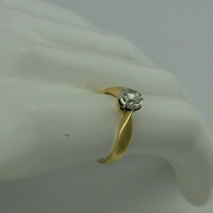 Vintage Ring Gelbgold 585er 14 K- 0.70 ct.Diamant Altschliff / 56 17,8 mm Ø *