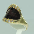 Laden Sie das Bild in den Galerie-Viewer, Damen Ring 750er Gold mit Rauchquarz &amp; Brillianten ca. 0.30 ct - 58 18,4 mm Ø *
