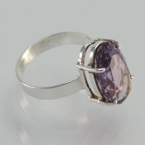 Solitär-Ring - mit Amethyst 925er Silber Ringgröße 58 18,4 mm Ø