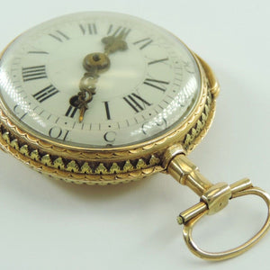 Spindel Taschenuhr antik Paris ca. 1700 Repetition 750er 18 Karat Gold