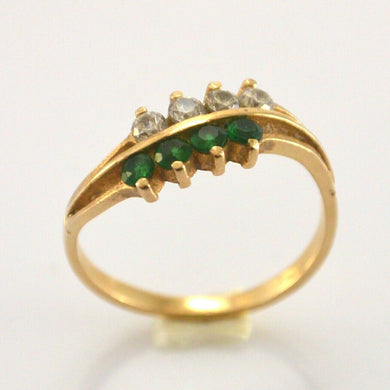 Vintage Damen-Ring mit Zirkonia Farbstein / 583er 14 Karat Gold 54 17,2 mm Ø *