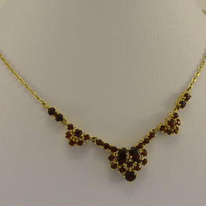 Vintage Collier mit Granat / 333er 8 Karat Gelgold 40cm