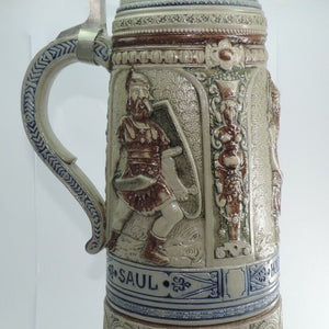 Bierkrug mit Zinndeckel / 2 Liter / Saul Holofernes