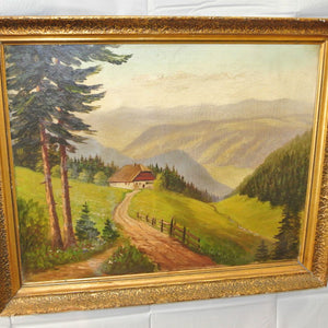 Ölgemälde auf Leinwand / Gußmann: „Berglandschaft“