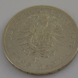 5 Mark 1876 B Kaiserreich Preußen Wilhelm I. Silber