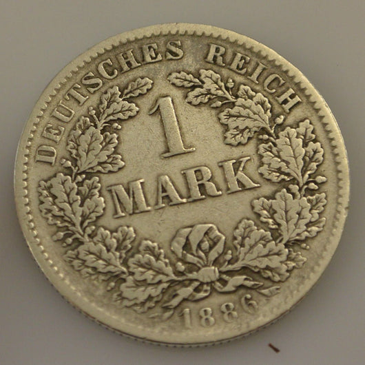 1 Mark Silbermünze dt. Kaiserreich 1886 F - Kleiner Adler