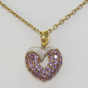 Gold Kette mit Anhänger Amethyst & Diamanten 0.06 ct Gelbgold 333er 8 Karat