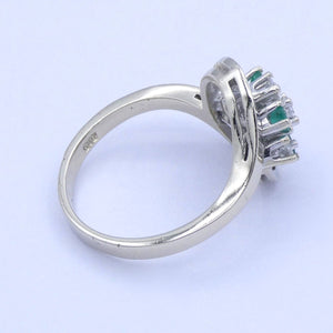 Damenring mit Smaragd&Diamanten ca 0.25ct Diamanten-14K Weißgold 55 17,5 mm Ø