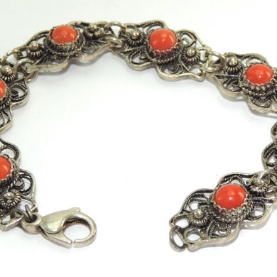 Vintage Damen Armkette mit Koralle 925er Silber