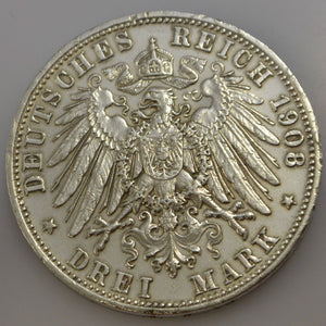 3 Mark Silbermünze dt. Kaiserreich 1908 D - Otto König von Bayern