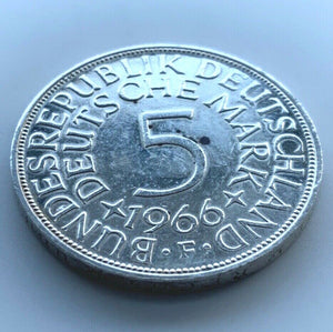 5 Deutsche Mark Silberadler 1966 F