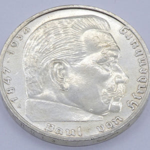 Drittes Reich 2 Reichsmark Silbermünze 1939 A- Hindenburg