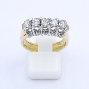 Vintage Damenring 750er 18 K. Gelbgold mit Diamanten 0.60 ct. /57 18,1 mm Ø