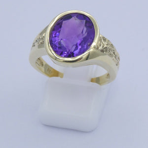 Vintage Damen Ring 585er 14 Karat Gelbgold mit Amethyst 55 17,5 mm Ø