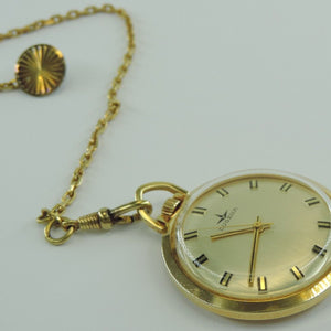 Vintage DUGENA Taschenuhr vergoldet mit Kette Handaufzug