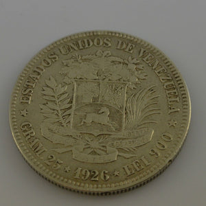 Venezuela 1926 / Silber Bolivar Gram 25 / Stempelglanz