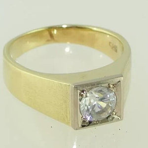 Vintage Ring - Gelbgold 585er 14 Karat mit 0,75 ct. Zirkonia“ 56 17,8 mm Ø *