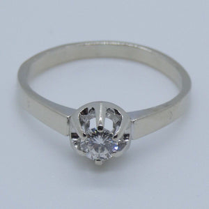 Vintage Damenring mit Diamant ca. 0.25 ct / 585er Gold 14 Karat/ 58 18,4 mm Ø *