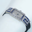 Laden Sie das Bild in den Galerie-Viewer, Art-Deco Damen Platin Armbanduhr mit Diamanten&amp;Saphir
