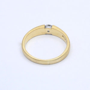 Damenring 750er -18 K Gelbgold-Matt mit Brilliant ca. 0.20 ct. / 52 16,5 mm Ø