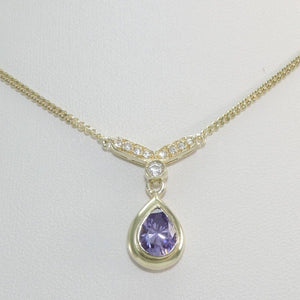 Damen Collier 925er Silber vergoldet mit Amethyst & Zirkonia