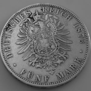 5 Mark Silbermünze Dt. Kaiserreich 1876 C - Wilhelm dt. Kaiser König v. Preussen