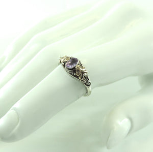 Vintage Damenring 925er Silber mit Amethyst 55 17,5 mm Ø