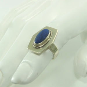 Vintage Damenring Silber 900er mit Lapislazuli 49 15,6 mm Ø