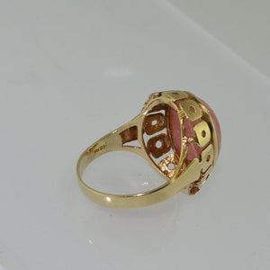 Vintage Damen Ring mit Rosenquarz 333er - 8 Karat Gelbgold - 55 17,5 mm Ø *