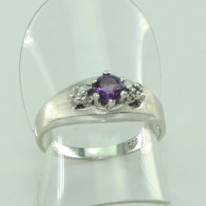 Vintage Damen Ring 585er Gold mit Diamant & Amethyst 0.50 ct - 53 16,8 mm Ø *